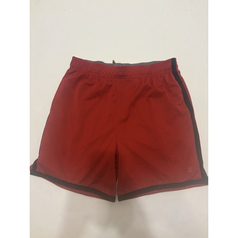 Starter Men's Red/Black Mesh Athletic Shorts M 32-34 Drawstring Elastic 7"